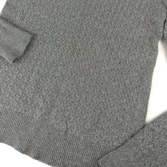 Loft gray knit metallic cross stitch sweater Med - Picture 7 of 9